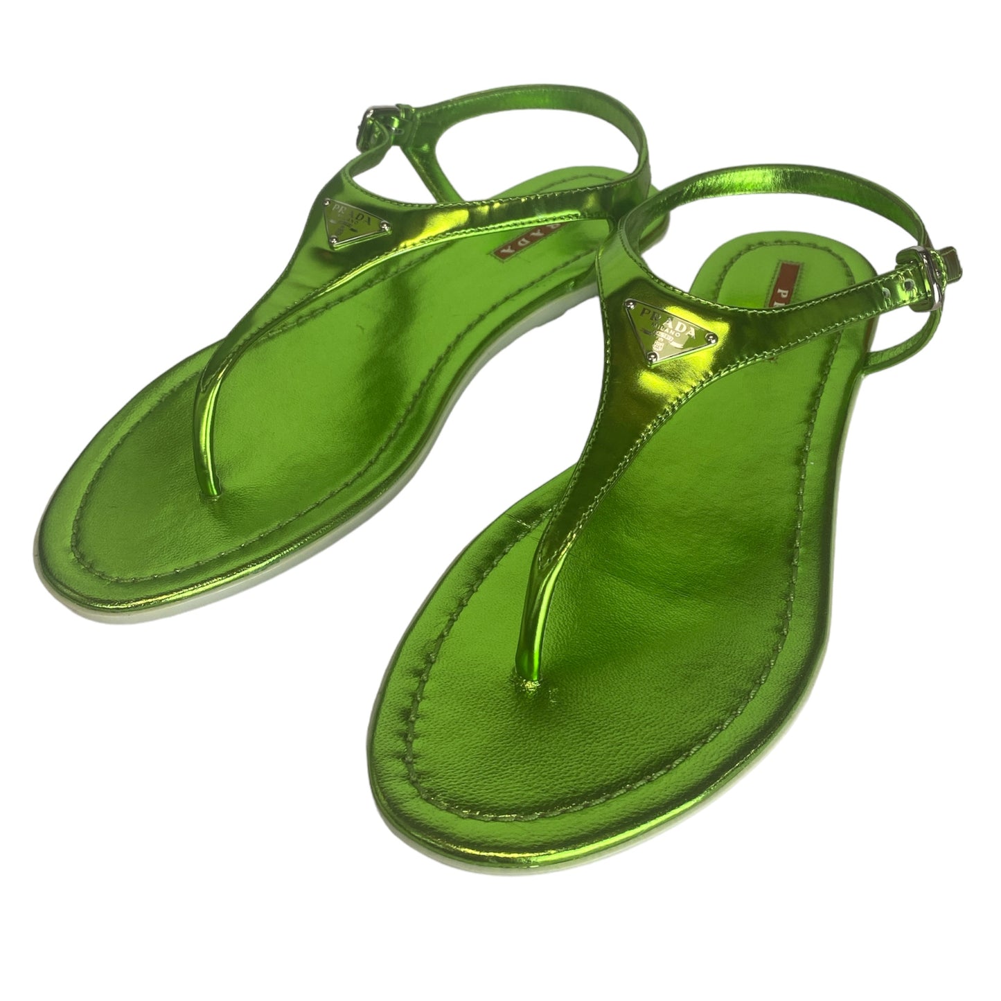 Metallic T Strap Sandals Size 38
