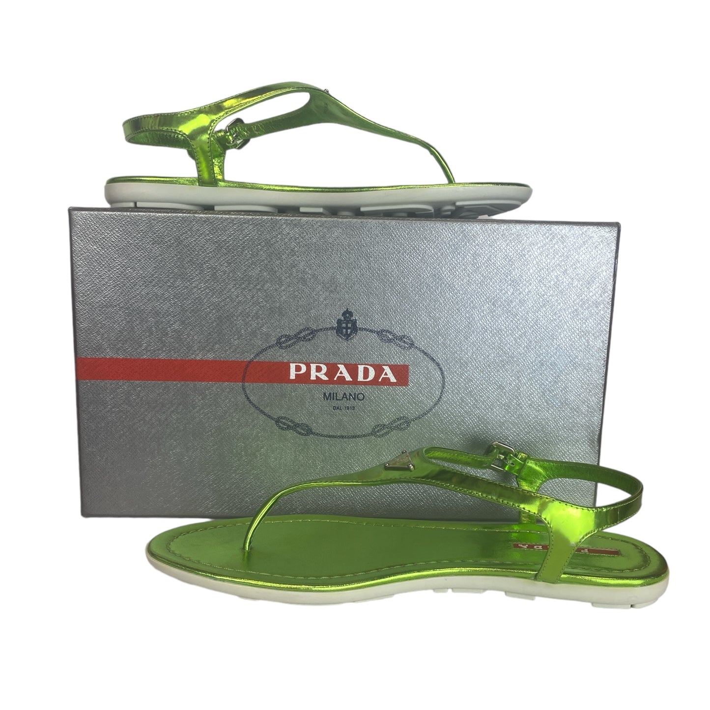 Metallic T Strap Sandals Size 38