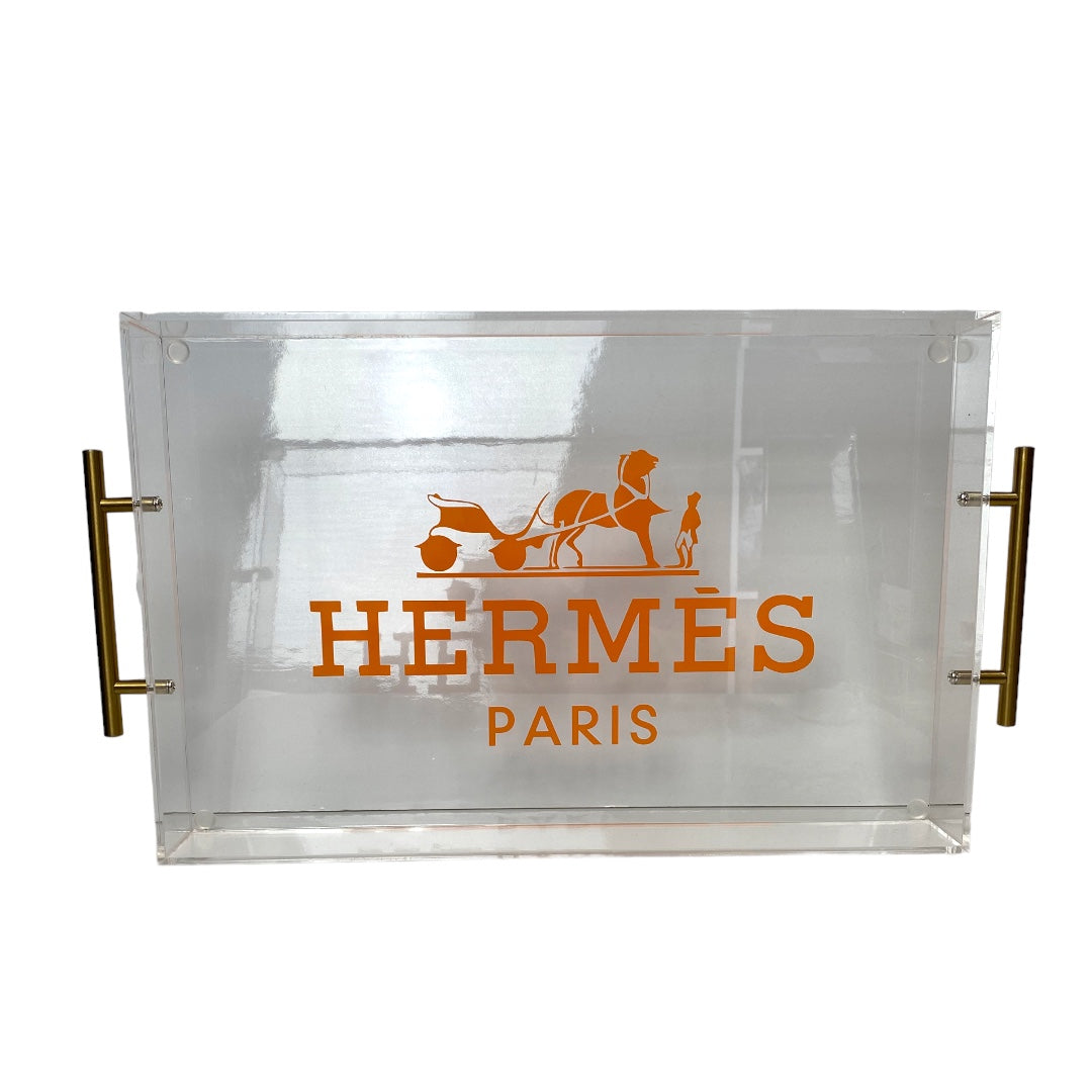Logo Large Acrylic Tray With Handles