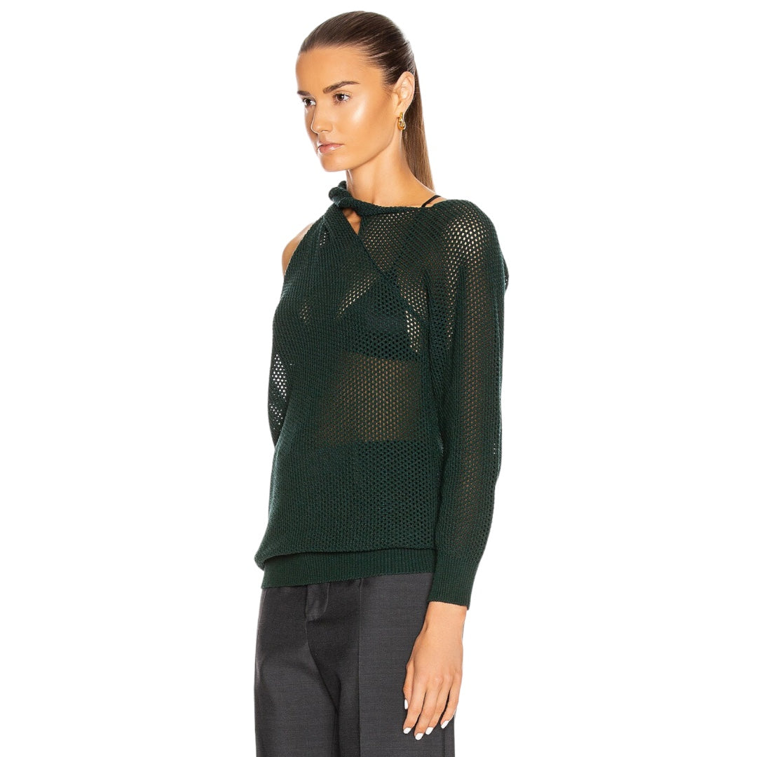 Twisted Mesh One Shoulder Sweater Medium