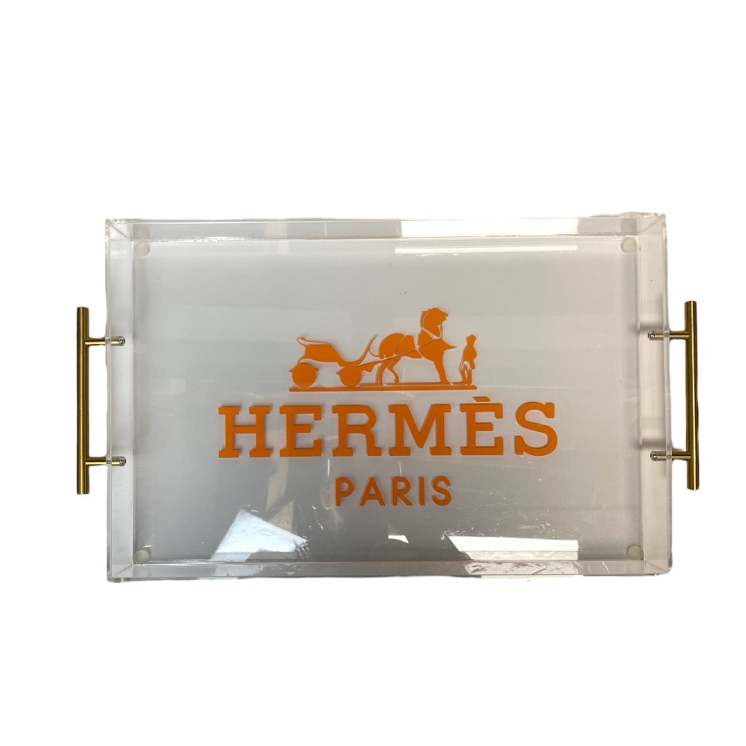 Logo Large Acrylic Tray With Handles