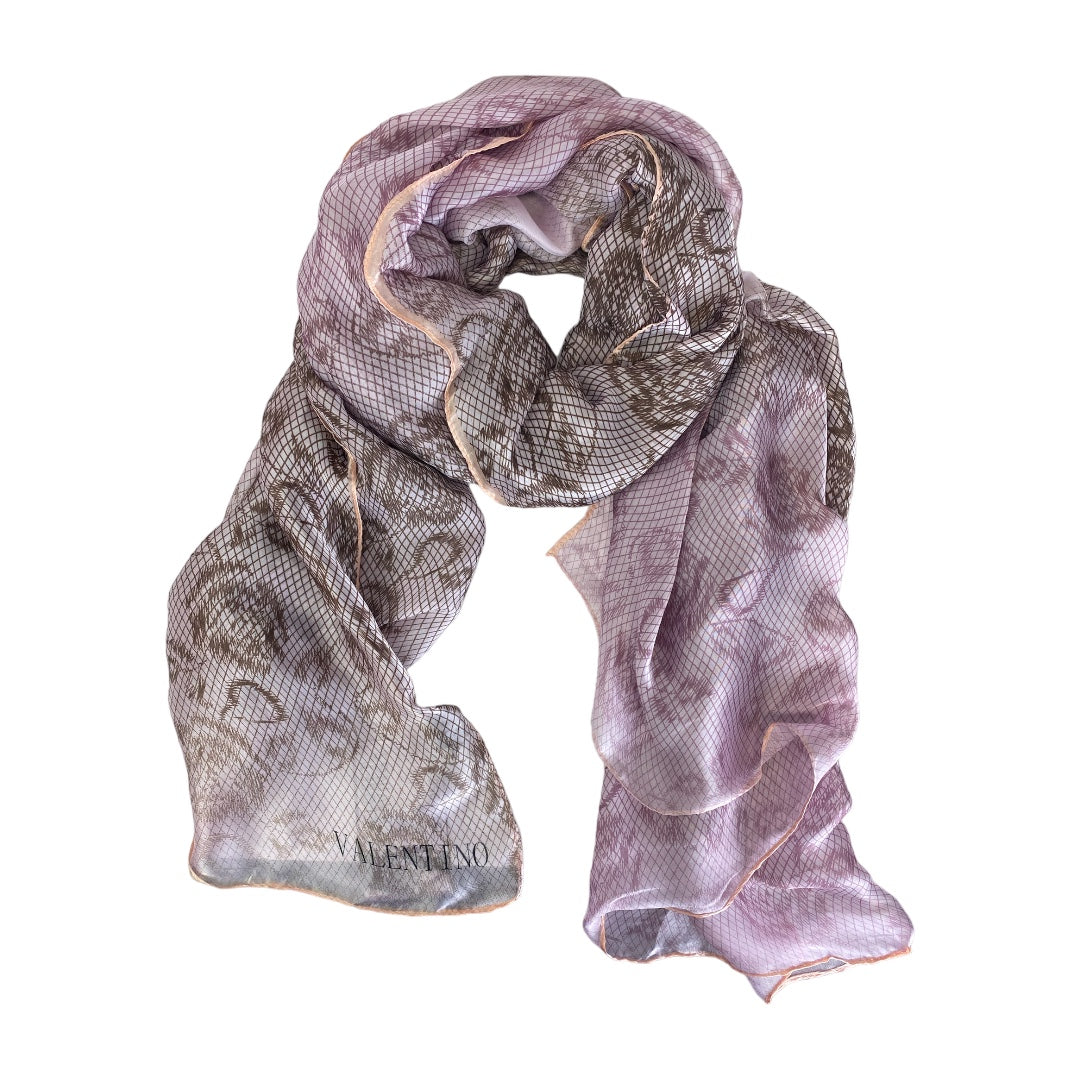 Rose Print Silk Scarf