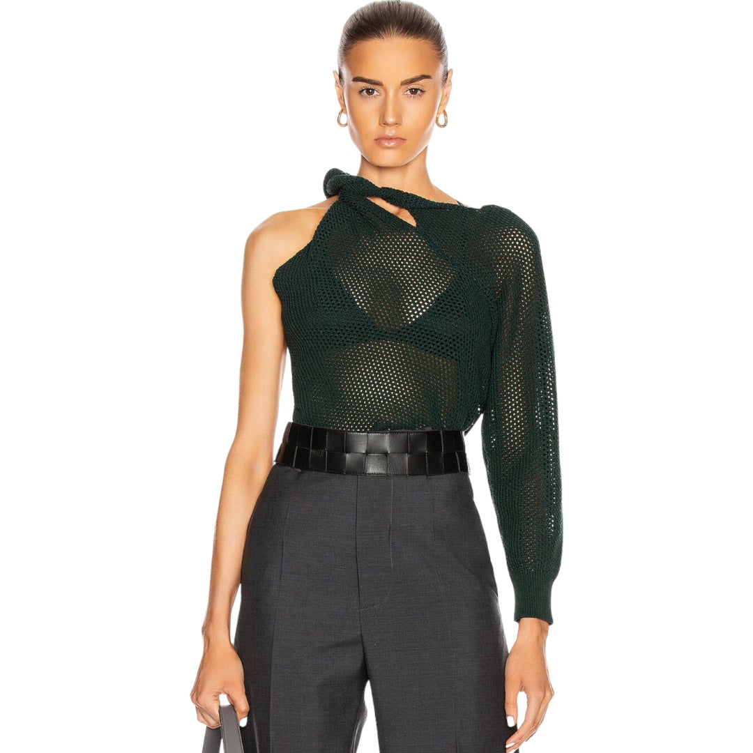 Twisted Mesh One Shoulder Sweater Medium