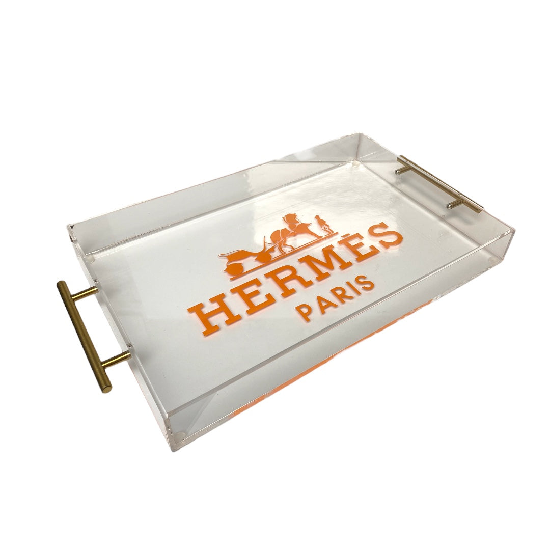 Logo Large Acrylic Tray With Handles