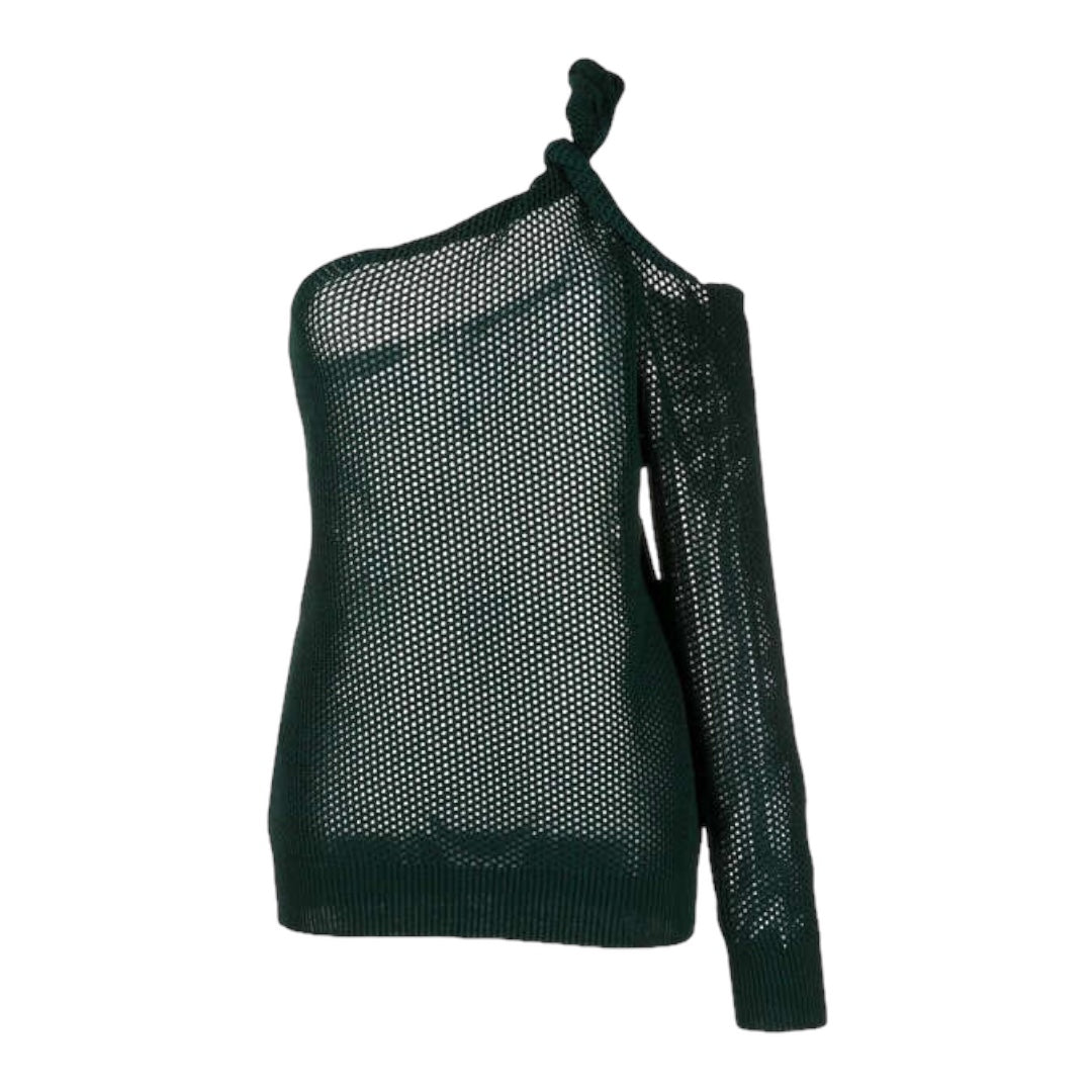 Twisted Mesh One Shoulder Sweater Medium