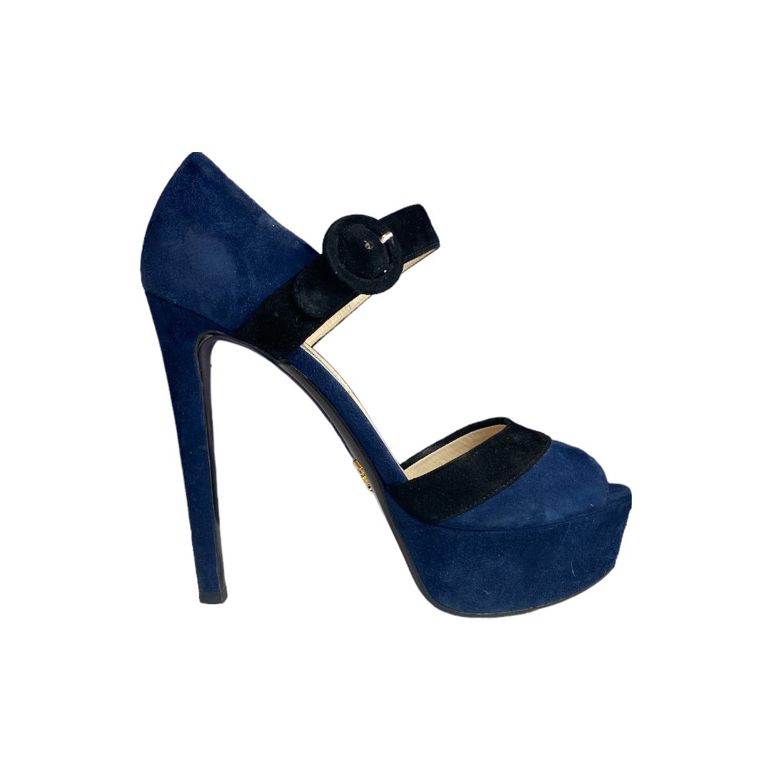 Suede Bicolour Platform Heels Size 37.5 Closet Cravings Consignment