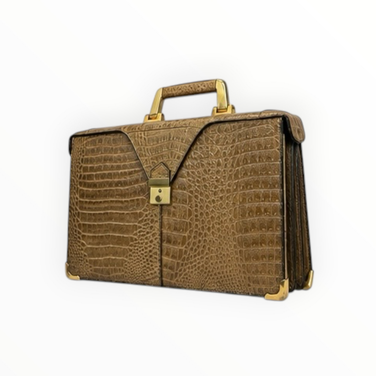 Vintage Croc-Embossed Briefcase