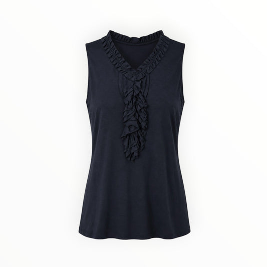 Ruffle-Front Sleeveless Top size S
