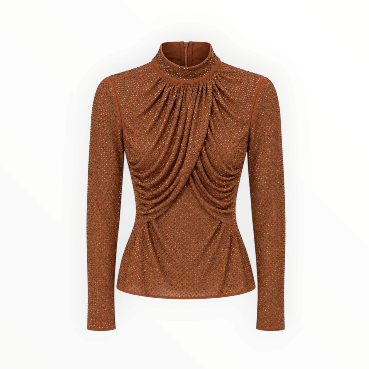 Rhinestone Draped Long Sleeve Top size 4