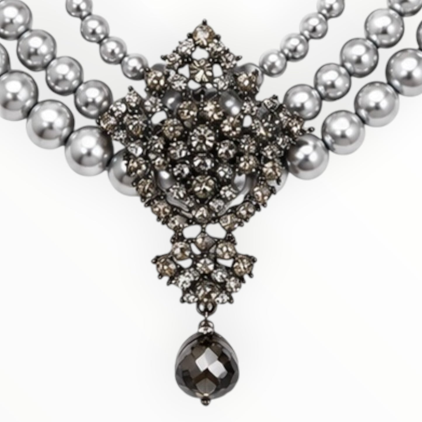 Silver Pearl Statement Necklace