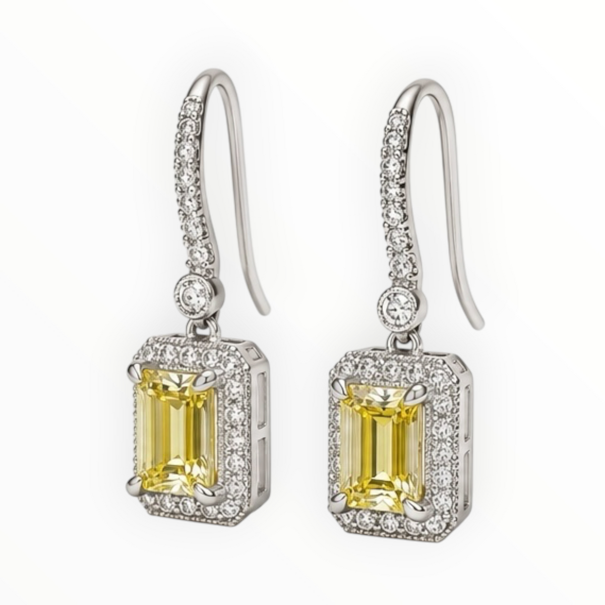 Yellow Rectangular Drop Earrings