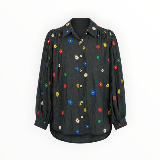 Floral Button-Up Blouse size S