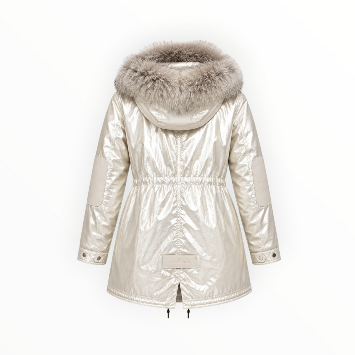Metallic Fur Trim Hooded Parka size XL