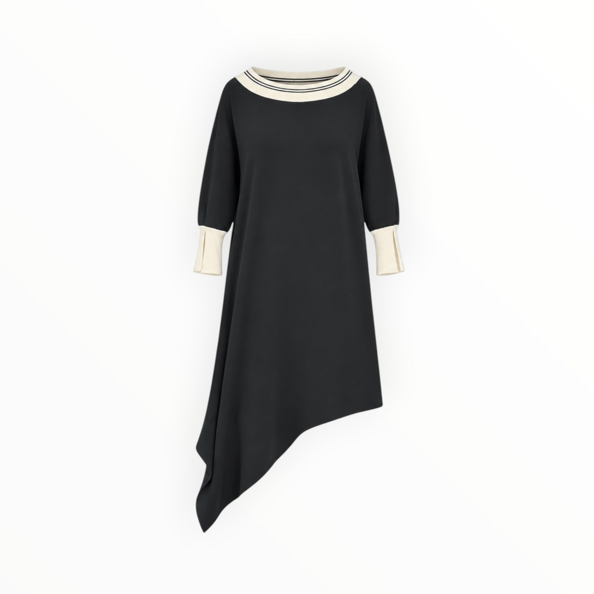 Asymmetrical Dress with Contrast Trim size 48 (XL)