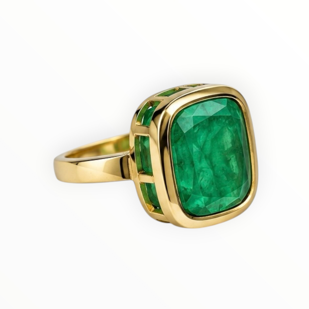 Green Cushion Stone Ring size 9