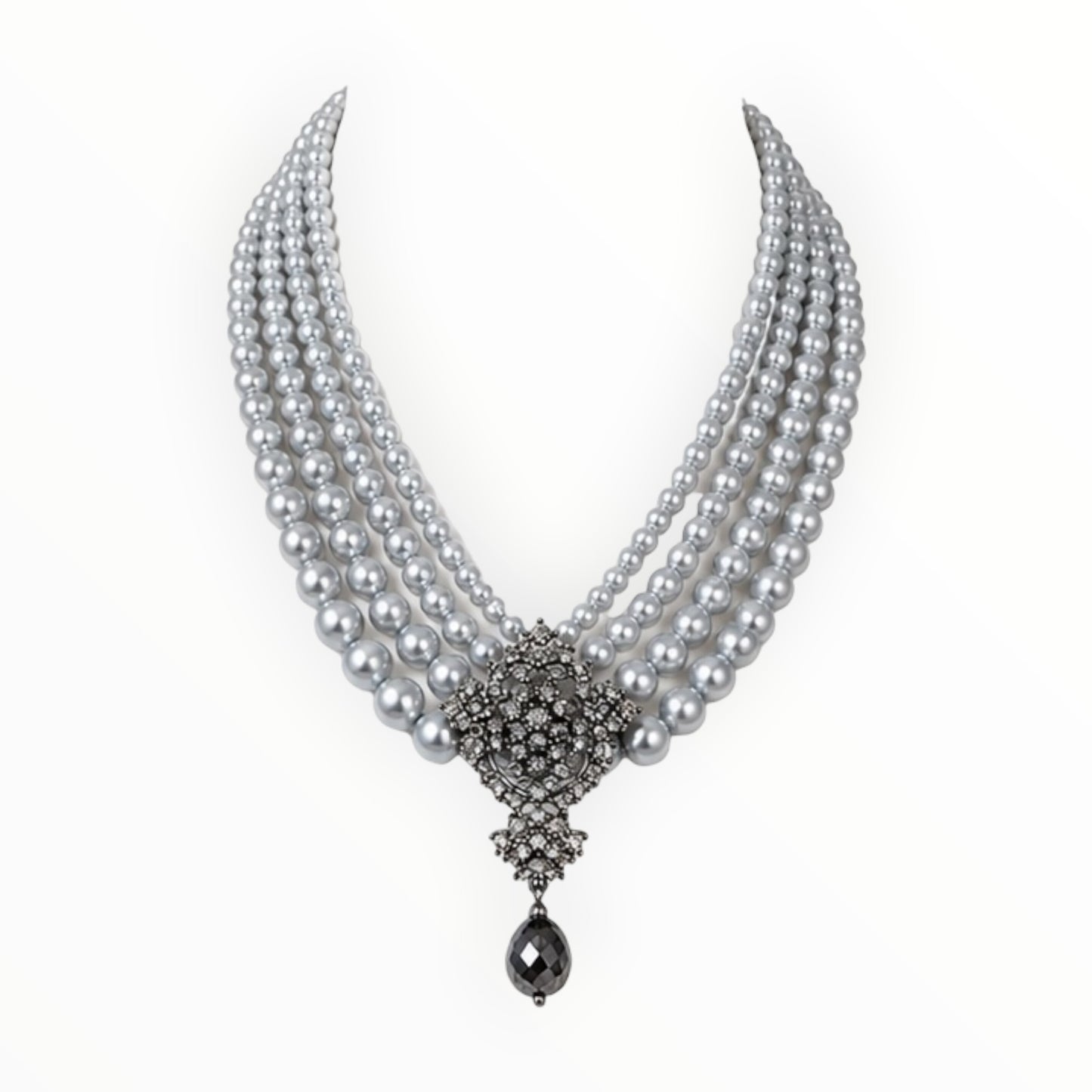 Silver Pearl Statement Necklace