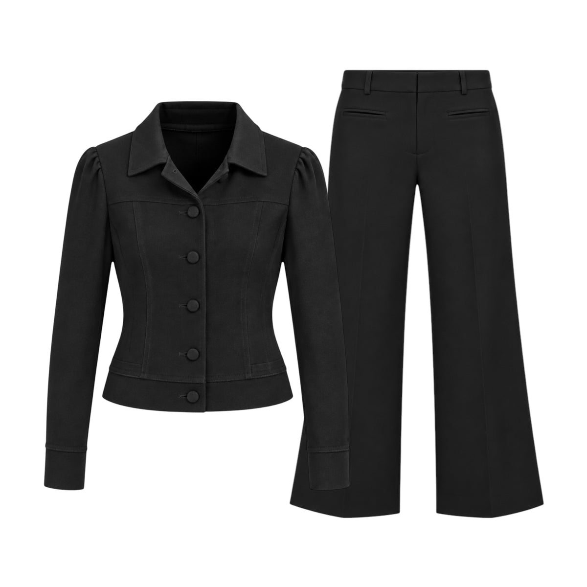 Tailored Button-Up Jacket & Wide-Leg Trouser Set size 6