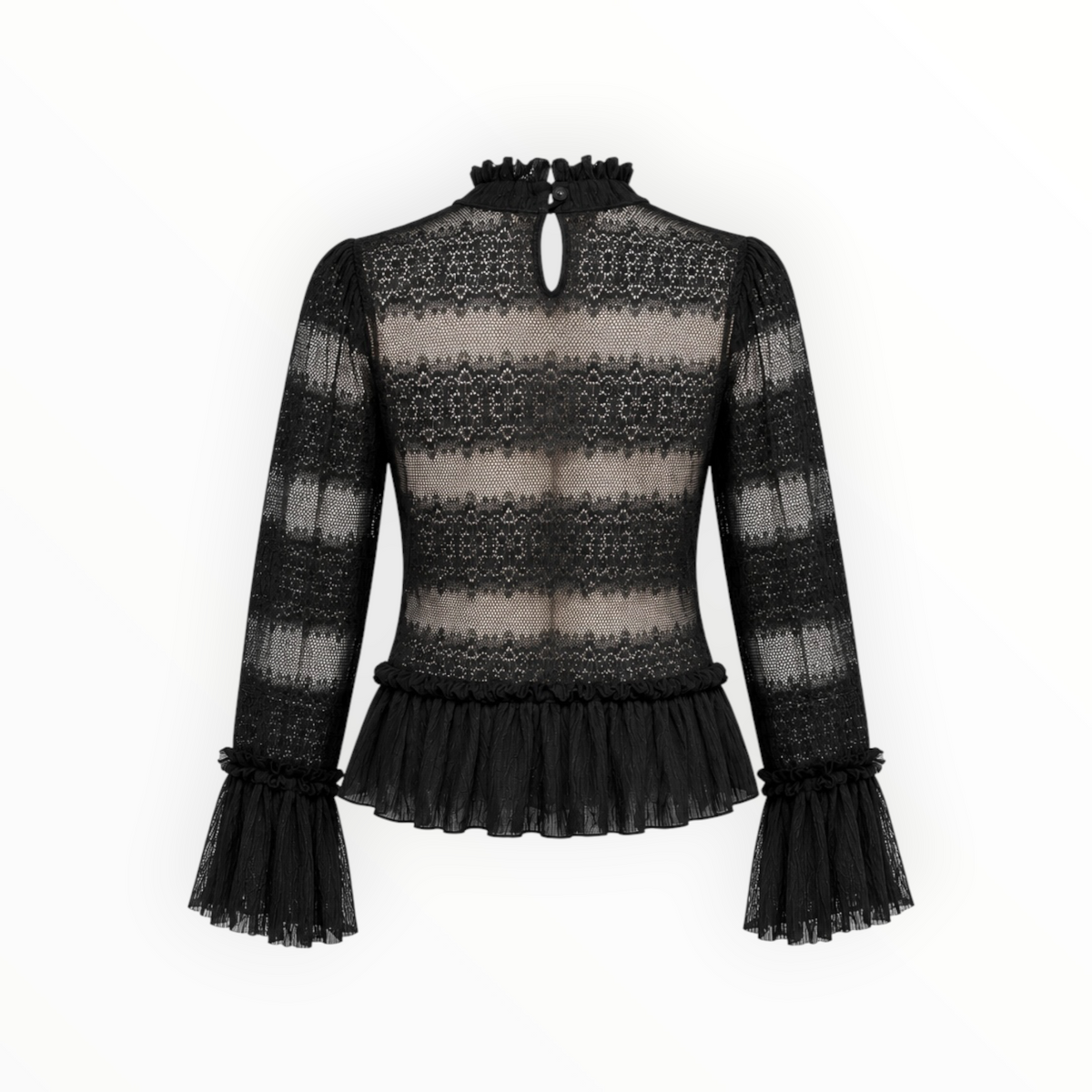 Sheer Lace Ruffle Top size S