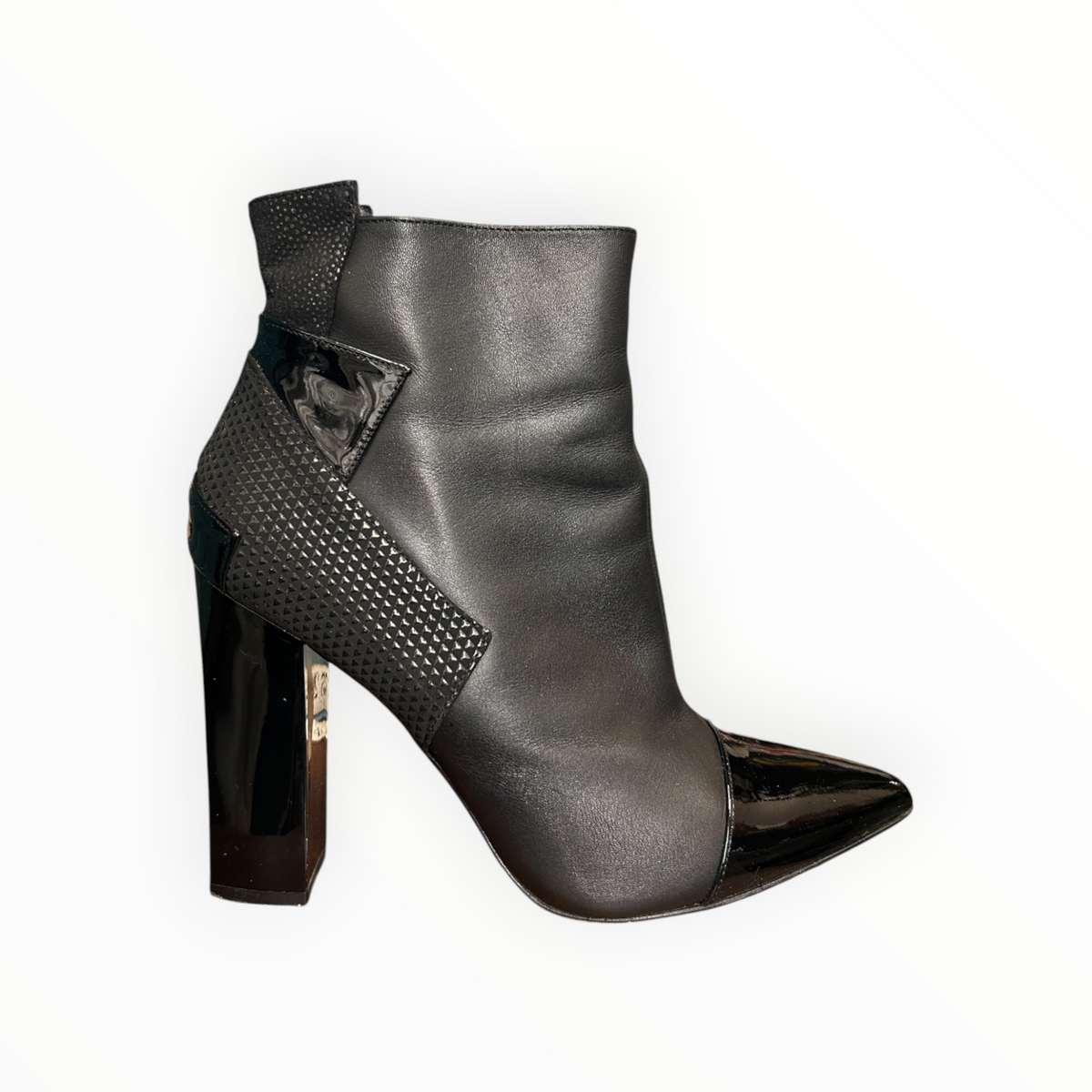 Patent Toe Pointed Block Heel Ankle Boots size 39
