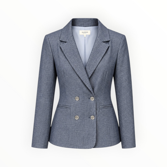 Double-Breasted Chambray Blazer size S
