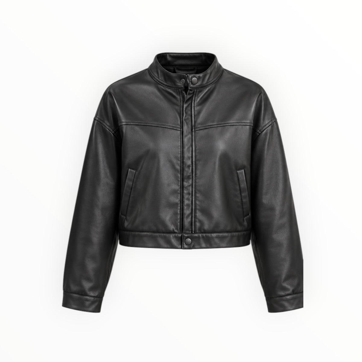 Faux Leather Cropped Bomber Jacket size XL