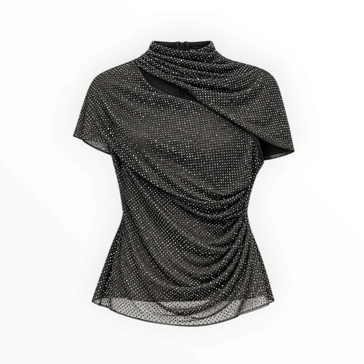 Rhinestone Asymmetrical Cape Top size 6