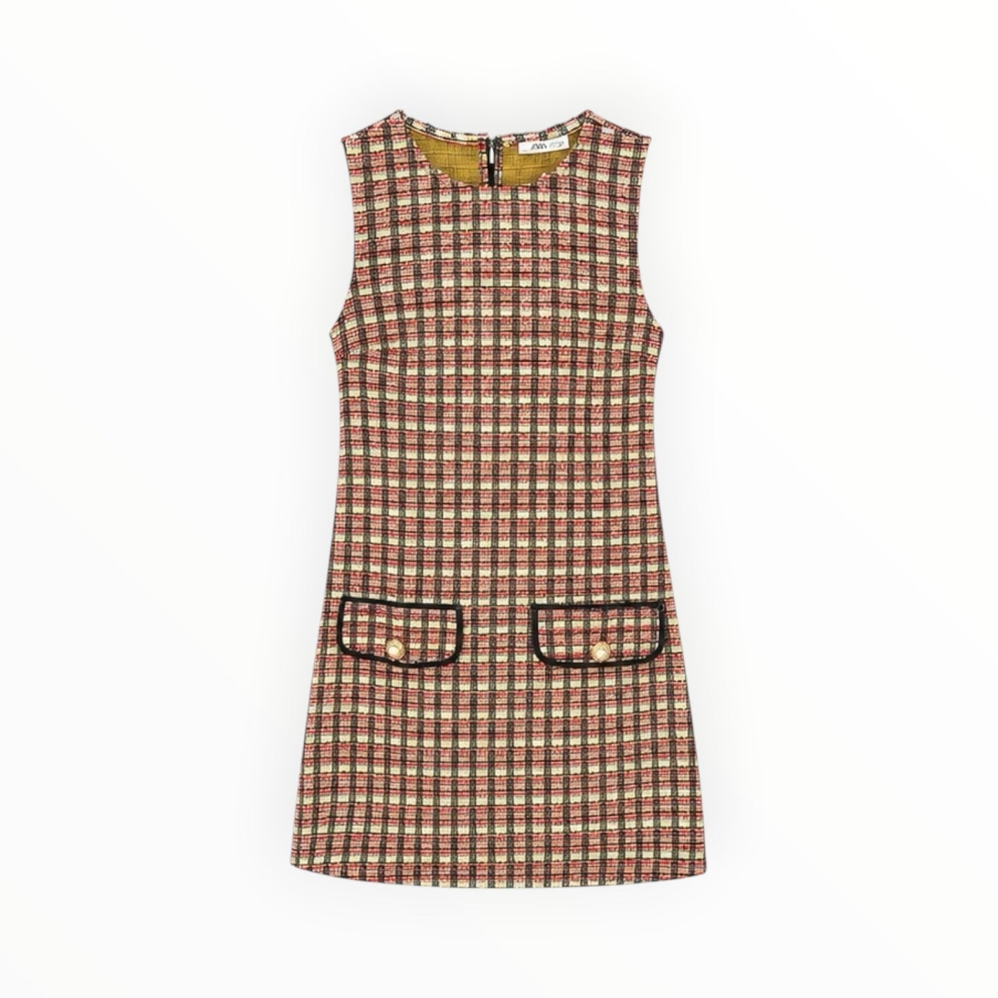 Multicolour Tweed Check Shift Dress size S