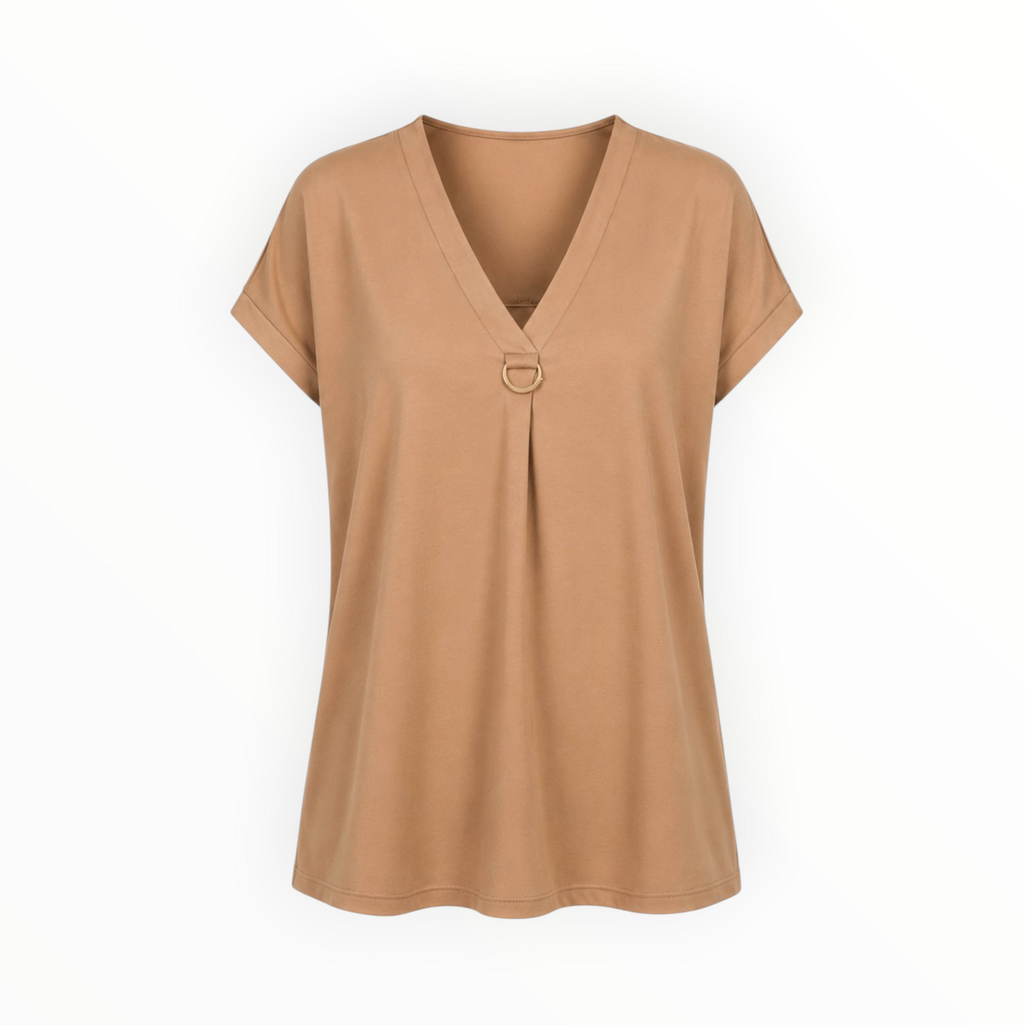 Gold Ring Detail V-Neck Top size 16 (XL)