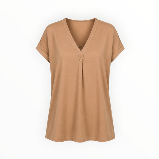 Gold Ring Detail V-Neck Top size 16 (XL)