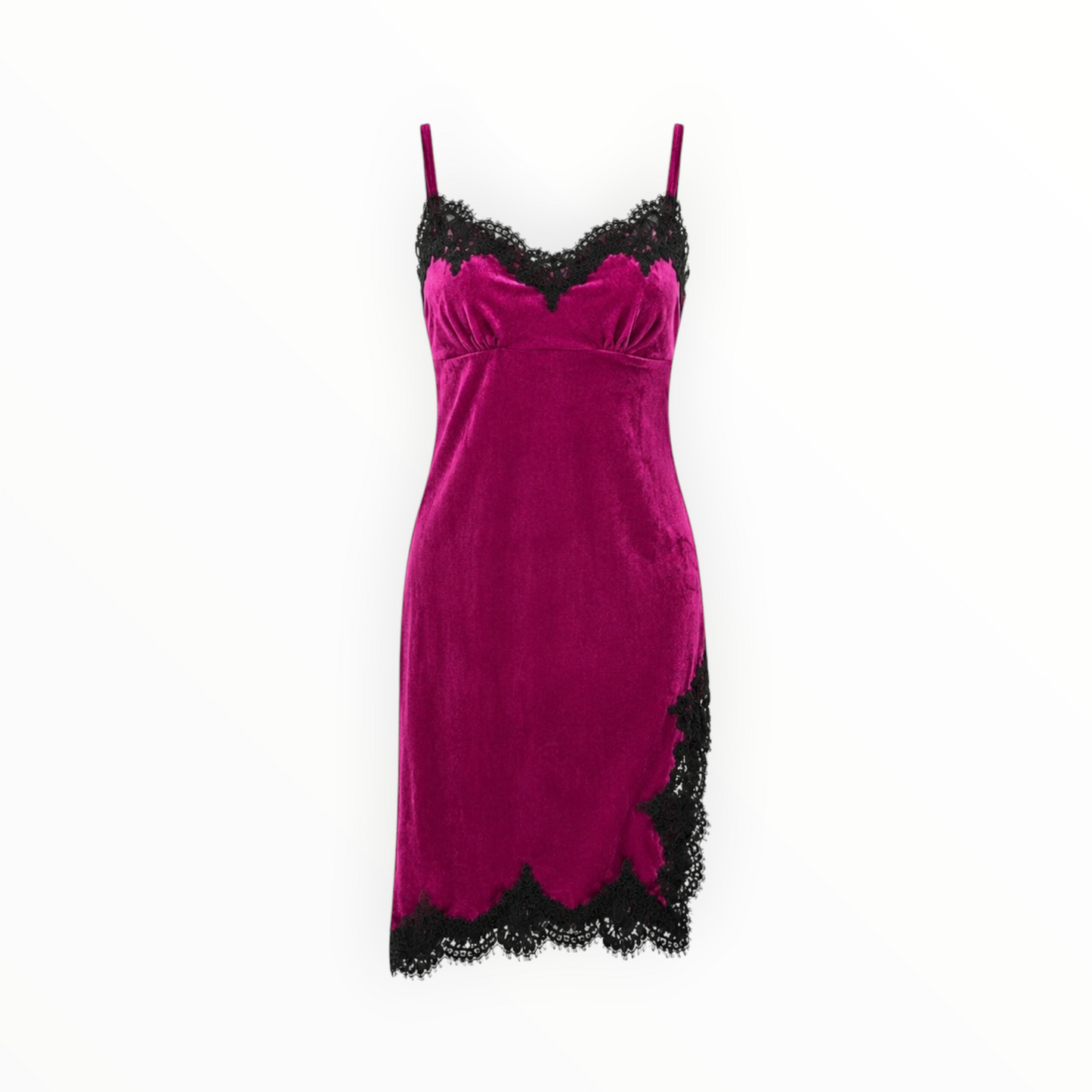 Velvet Lace Trim Midi Slip Dress size M