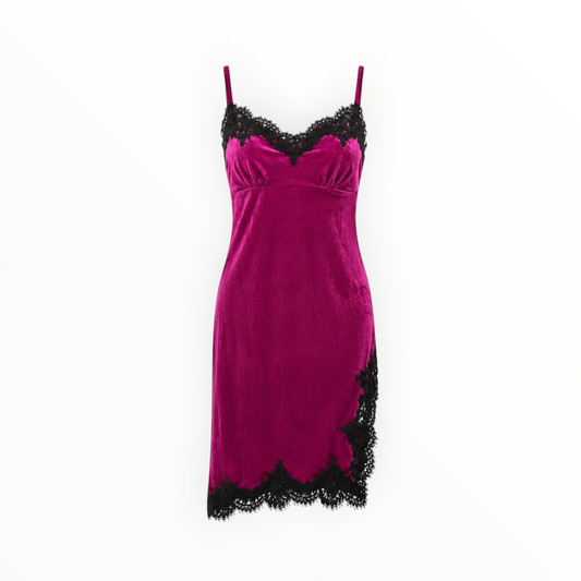 Velvet Lace Trim Midi Slip Dress size M