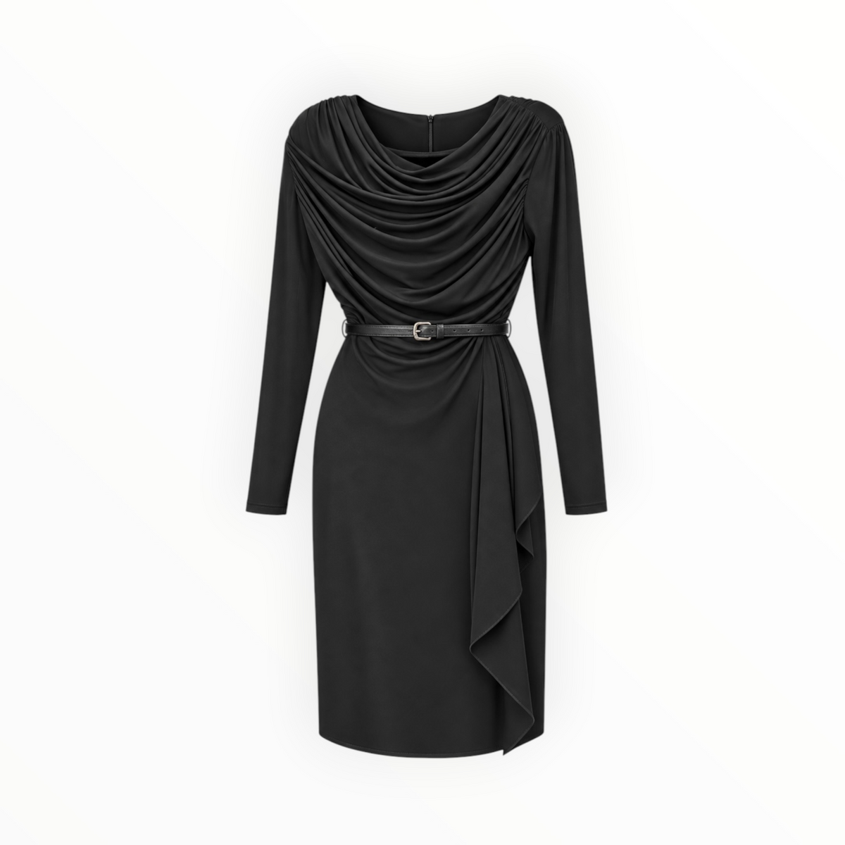 Draped Long-Sleeve Dress size 8