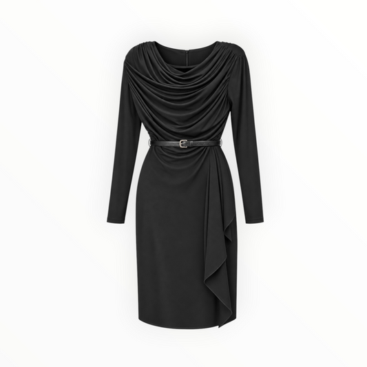 Draped Long-Sleeve Dress size 8