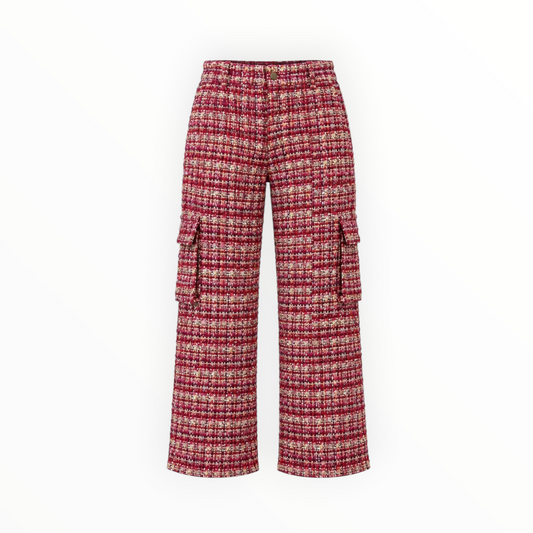 Tweed Wide-Leg Cargo Pants size XL