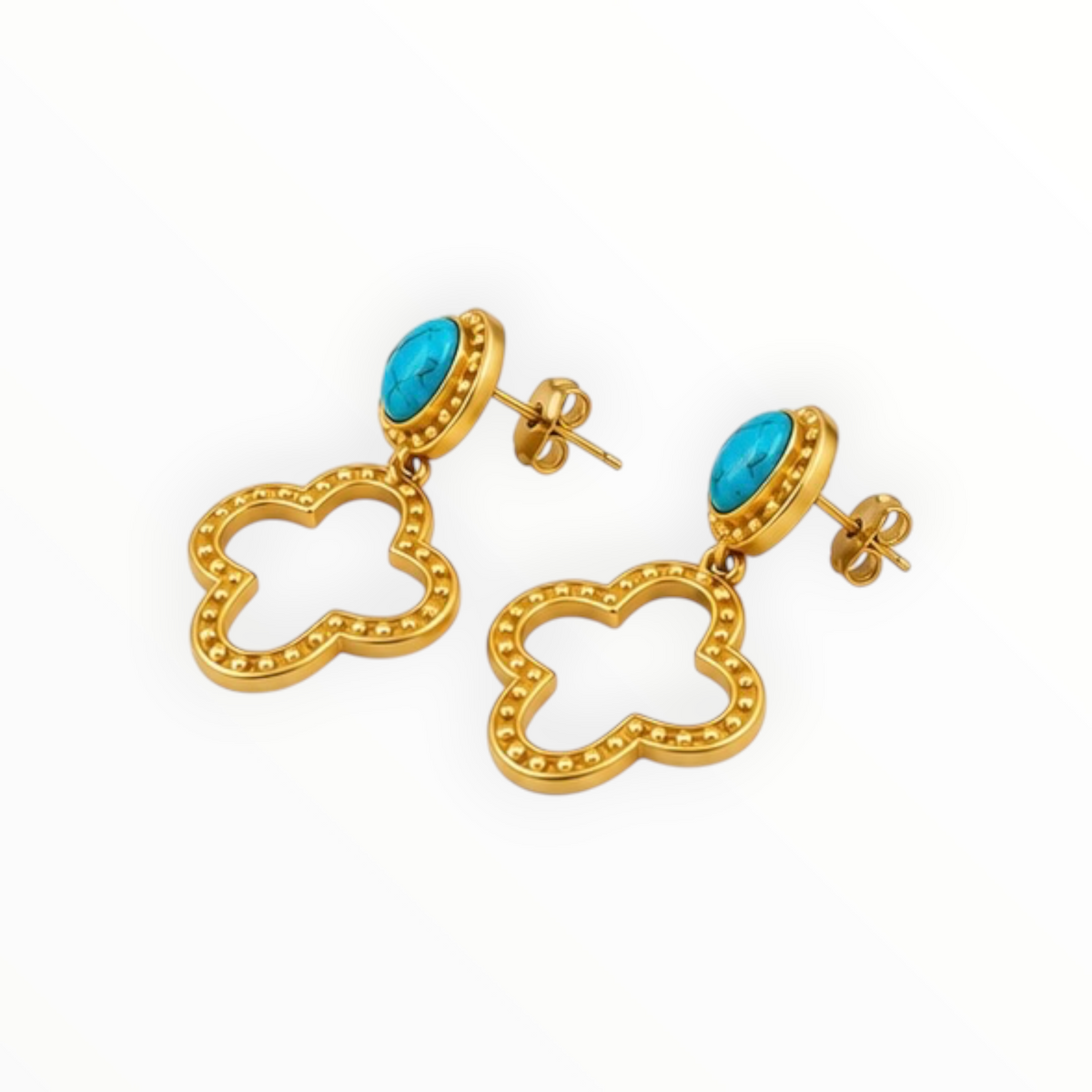 Turquoise Quatrefoil Drop Earrings