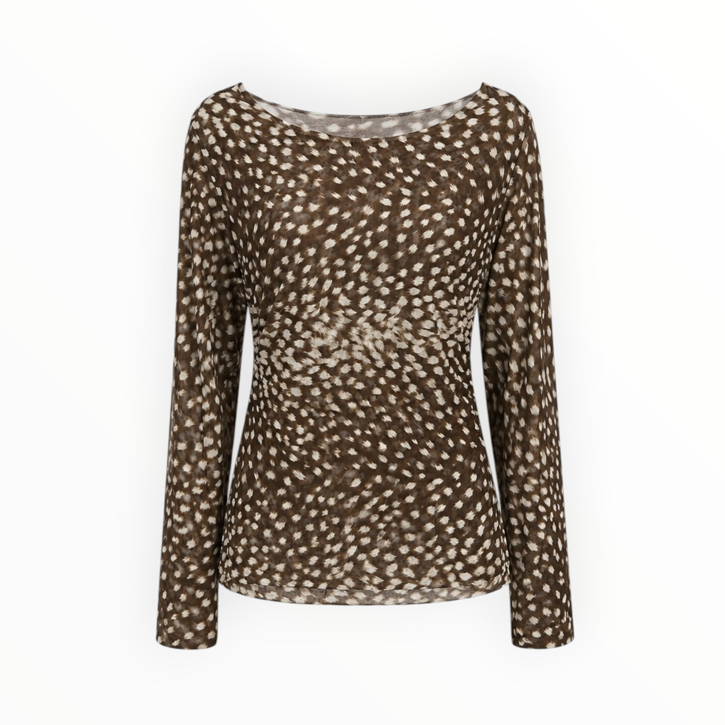 Fawn Print Mesh Top & Faux Leather Skirt Set size 48