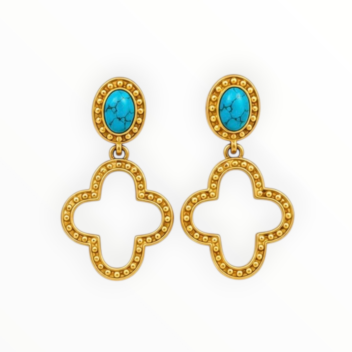 Turquoise Quatrefoil Drop Earrings