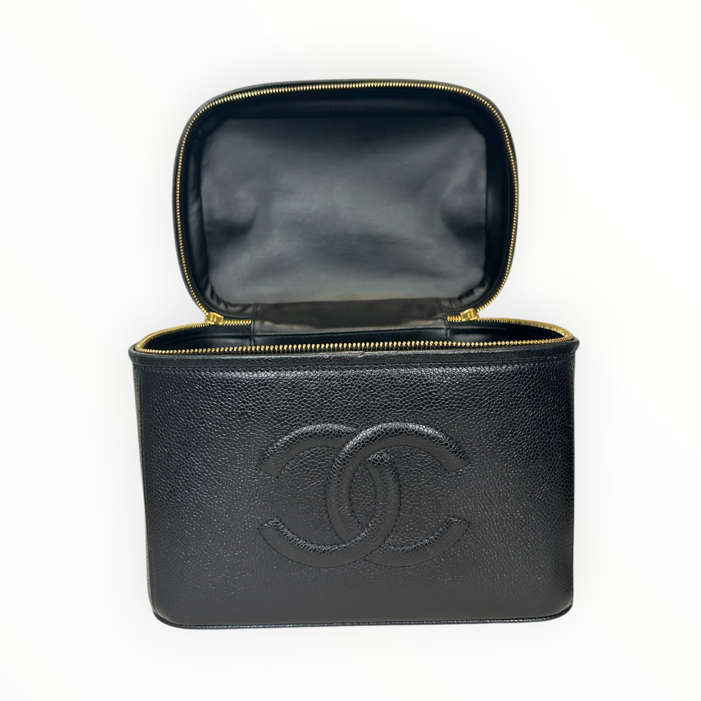 Vintage Black Caviar Vanity Case with Key