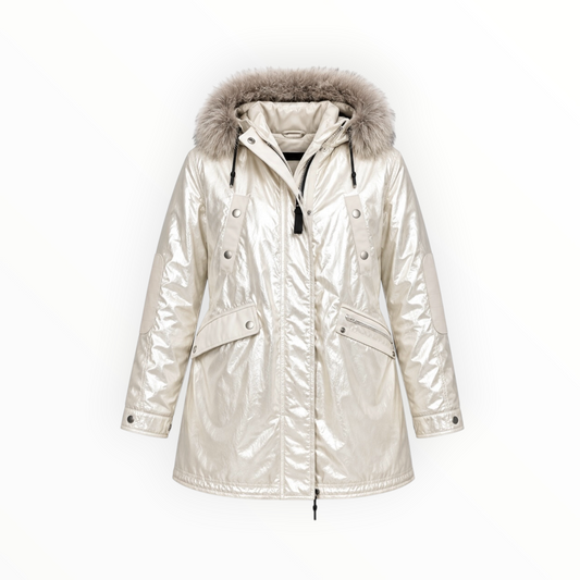 Metallic Fur Trim Hooded Parka size XL