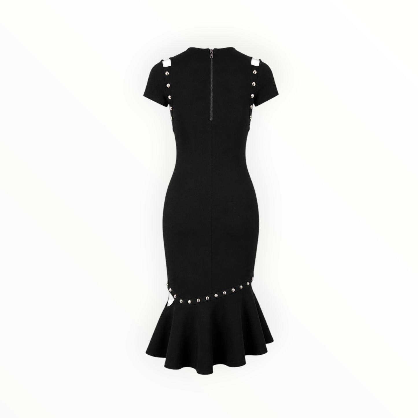 Studded Cut-Out Ruffle Hem Dress size M