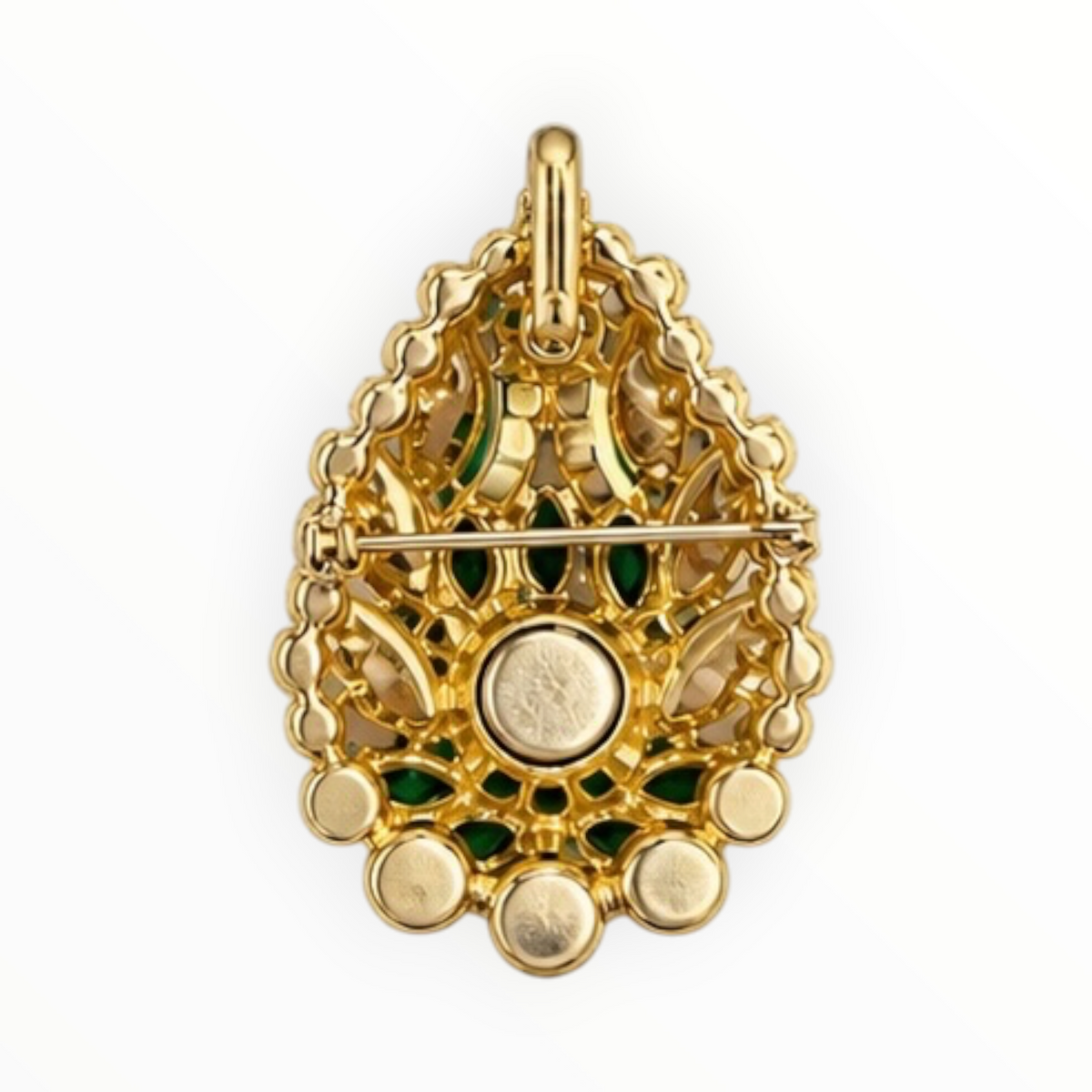 Emerald Rhinestone Convertible Brooch Pendant & Tennis Necklace