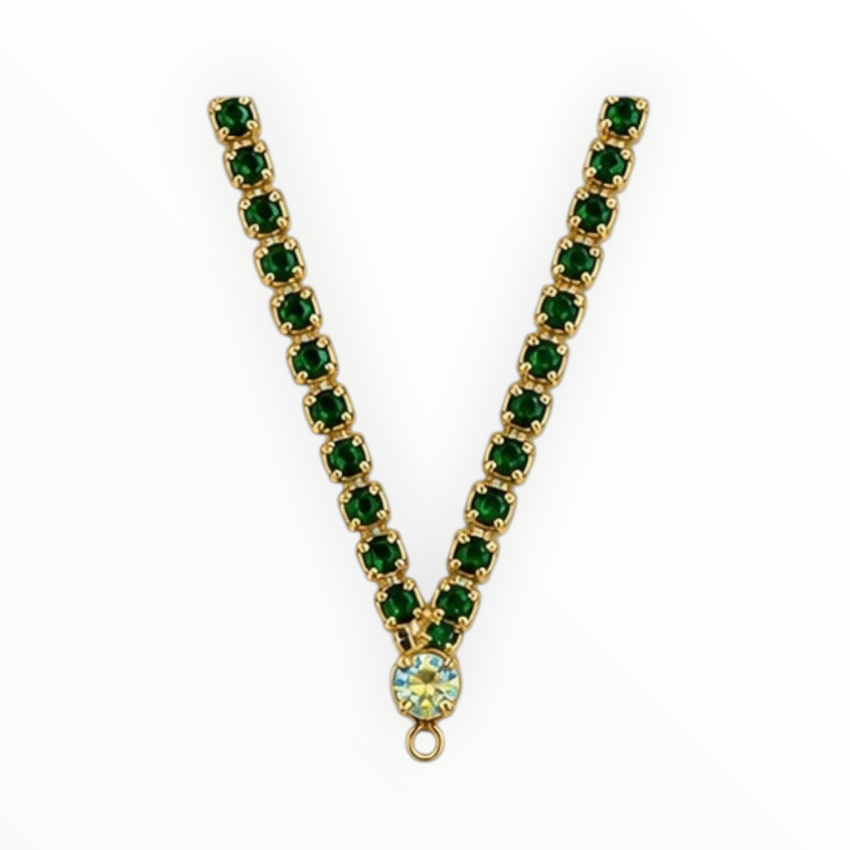 Emerald Rhinestone Convertible Brooch Pendant & Tennis Necklace