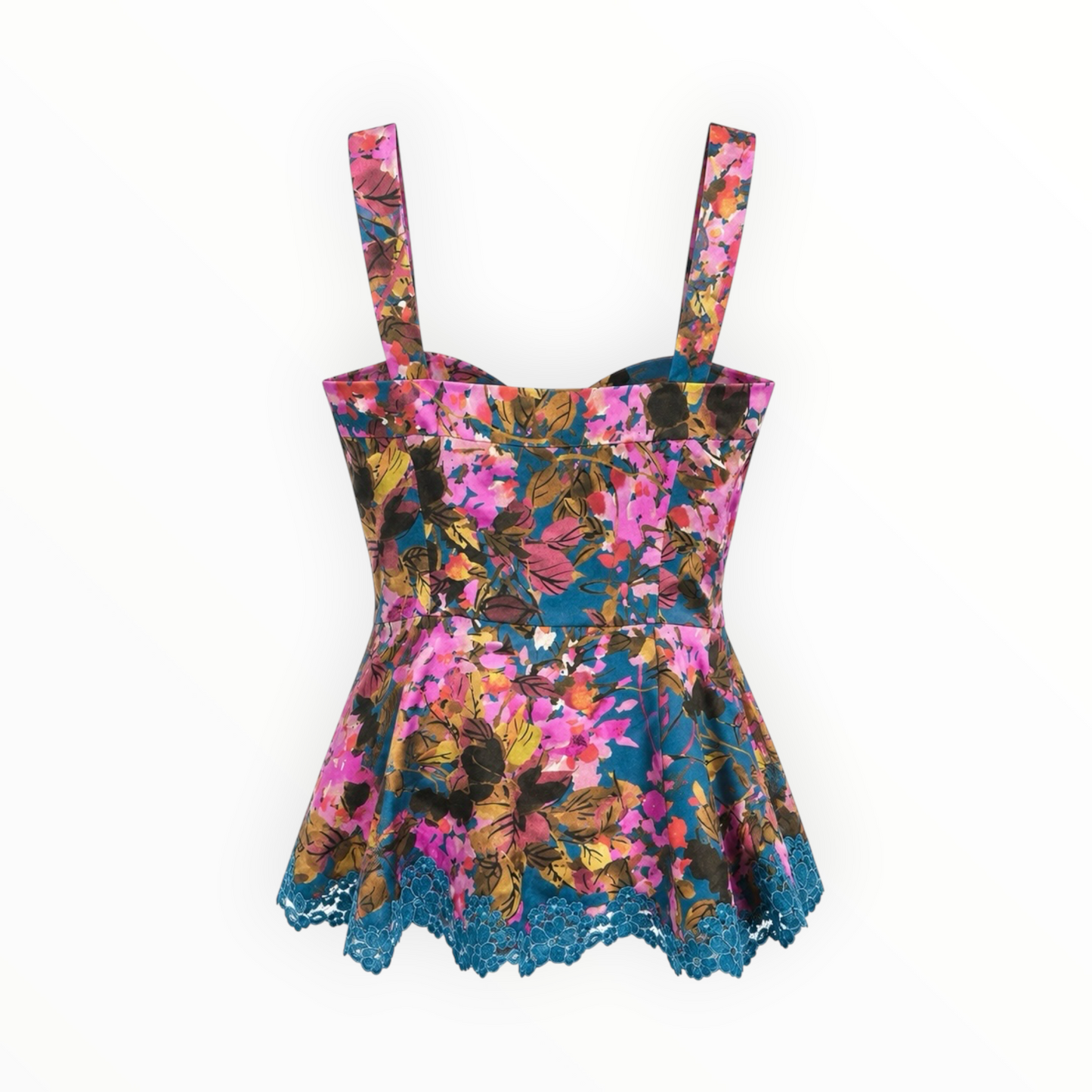 Floral Lace Hem Tank & Skirt Set size L