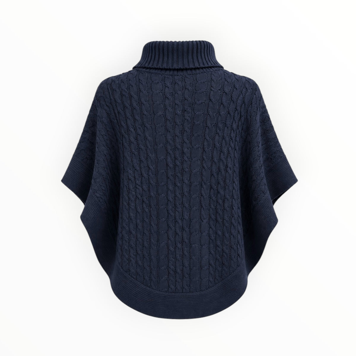 Cable-Knit Turtleneck Poncho One Size