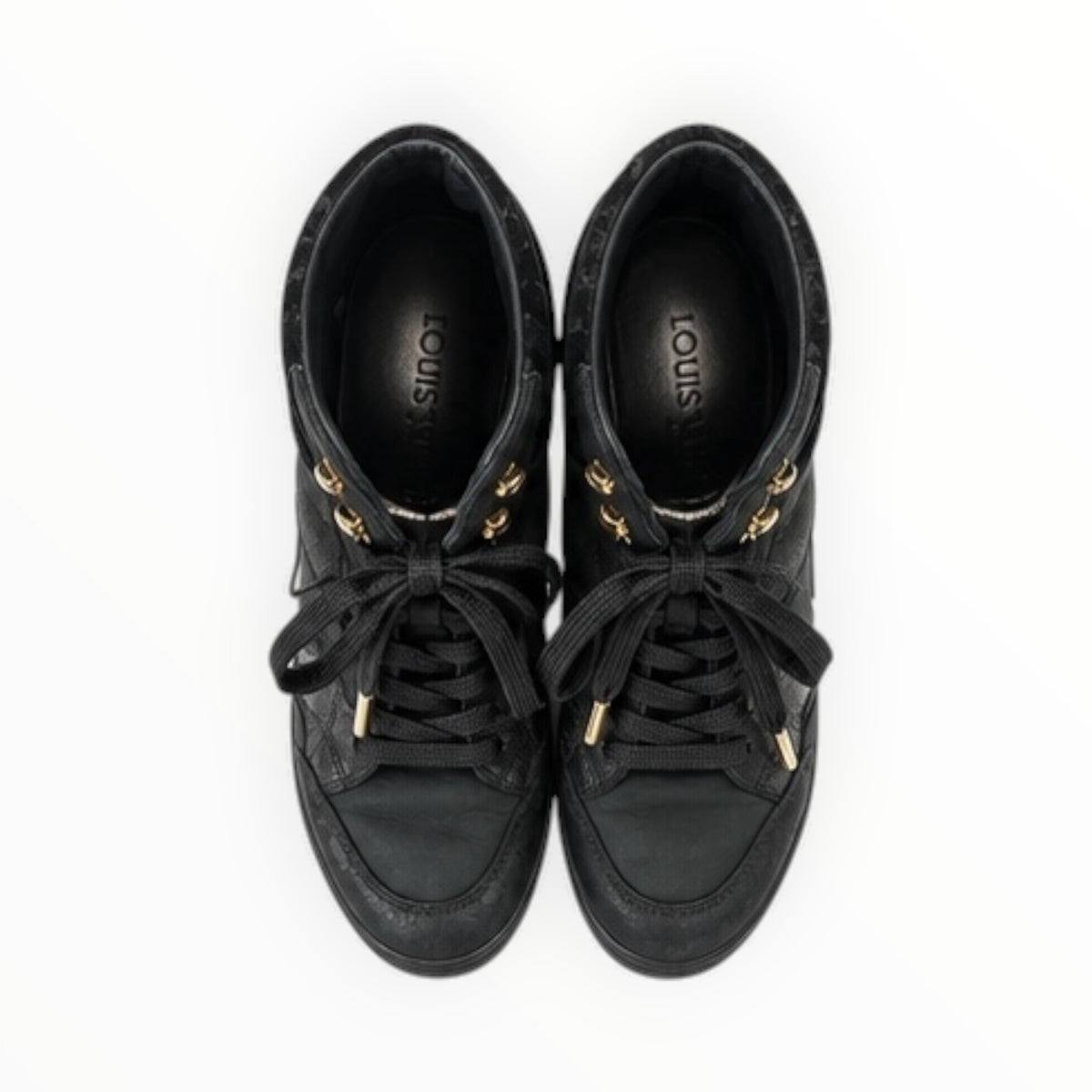 Monogram Suede Wedge High-Top Sneakers size 36.5