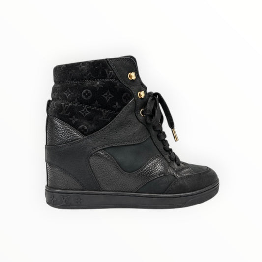 Monogram Suede Wedge High-Top Sneakers size 36.5