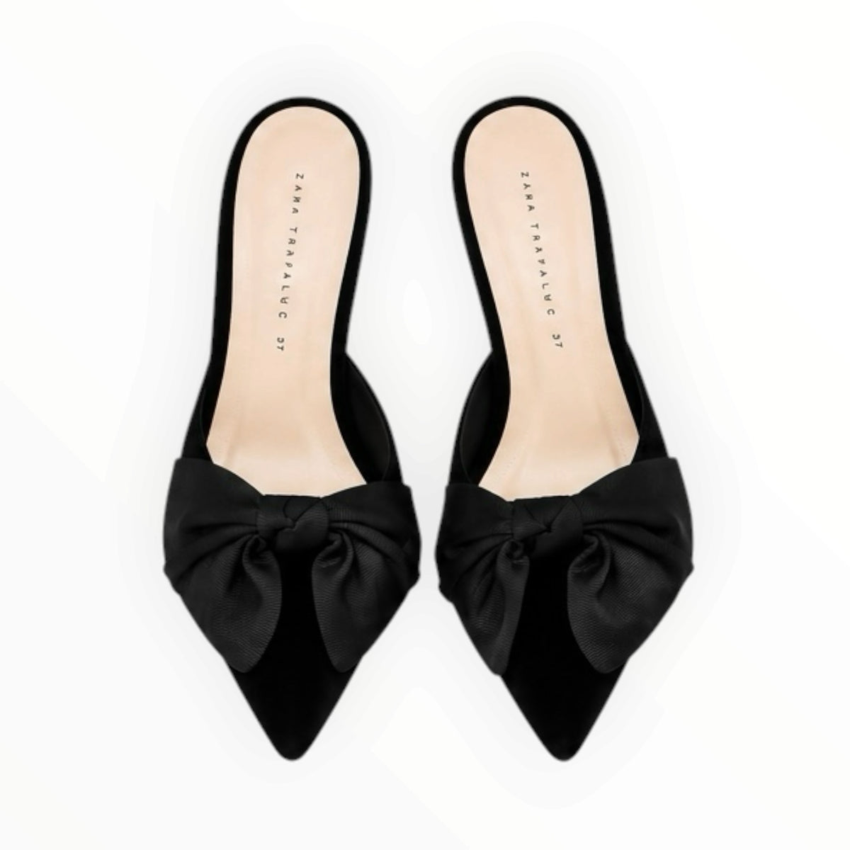 Velvet Bow Pointed-Toe Kitten Heel Mules size 38 NWT