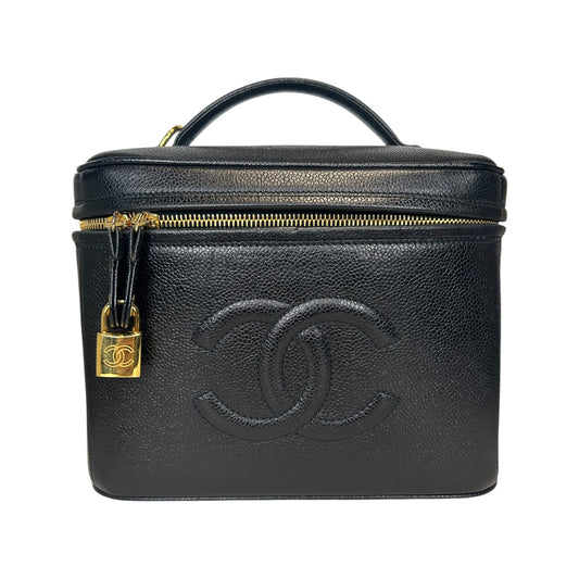Vintage Black Caviar Vanity Case with Key