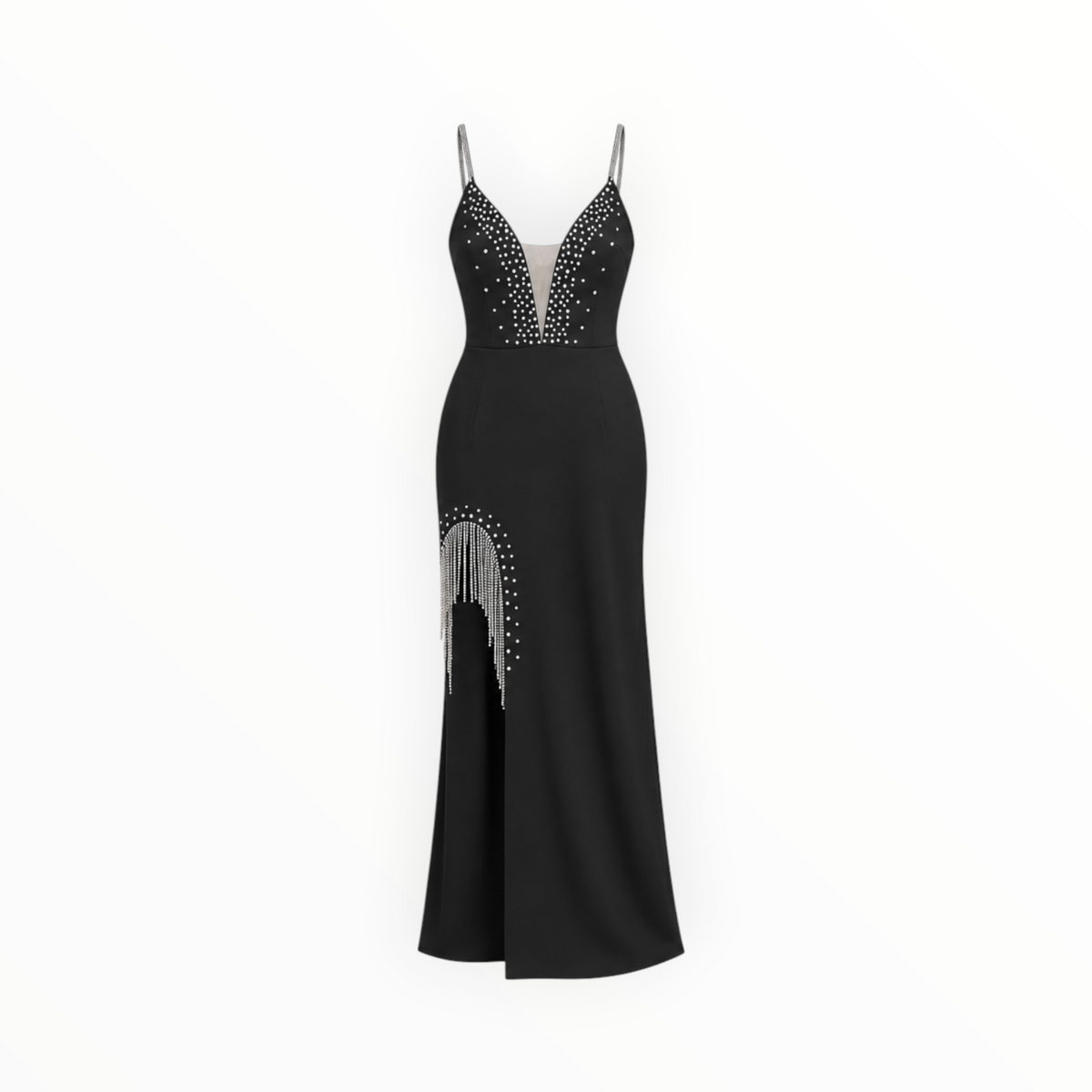 Rhinestone Fringe Maxi Dress size L