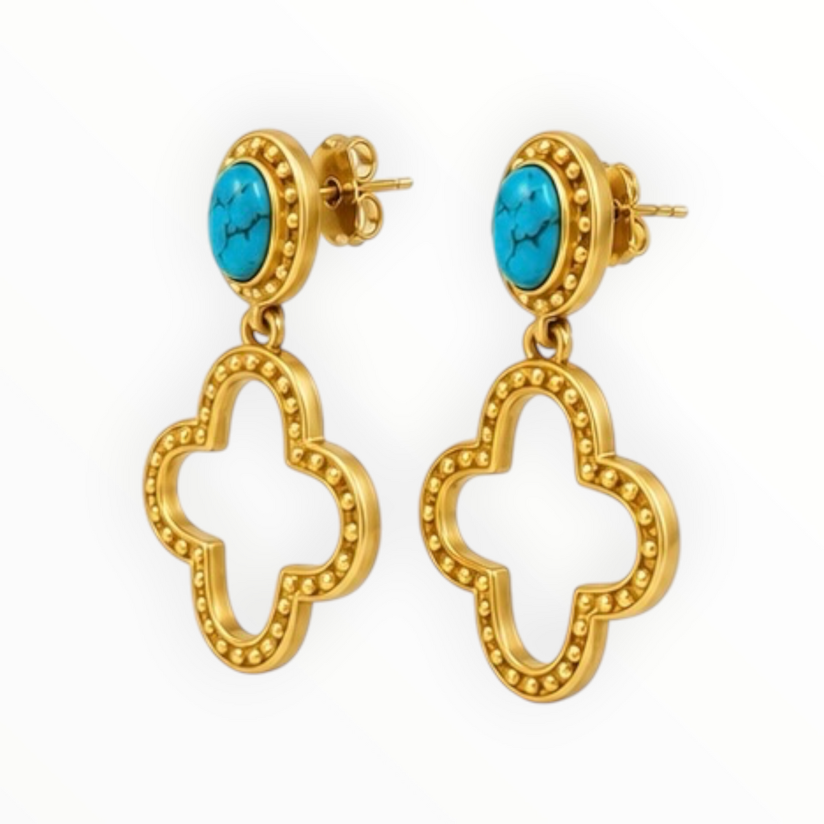 Turquoise Quatrefoil Drop Earrings